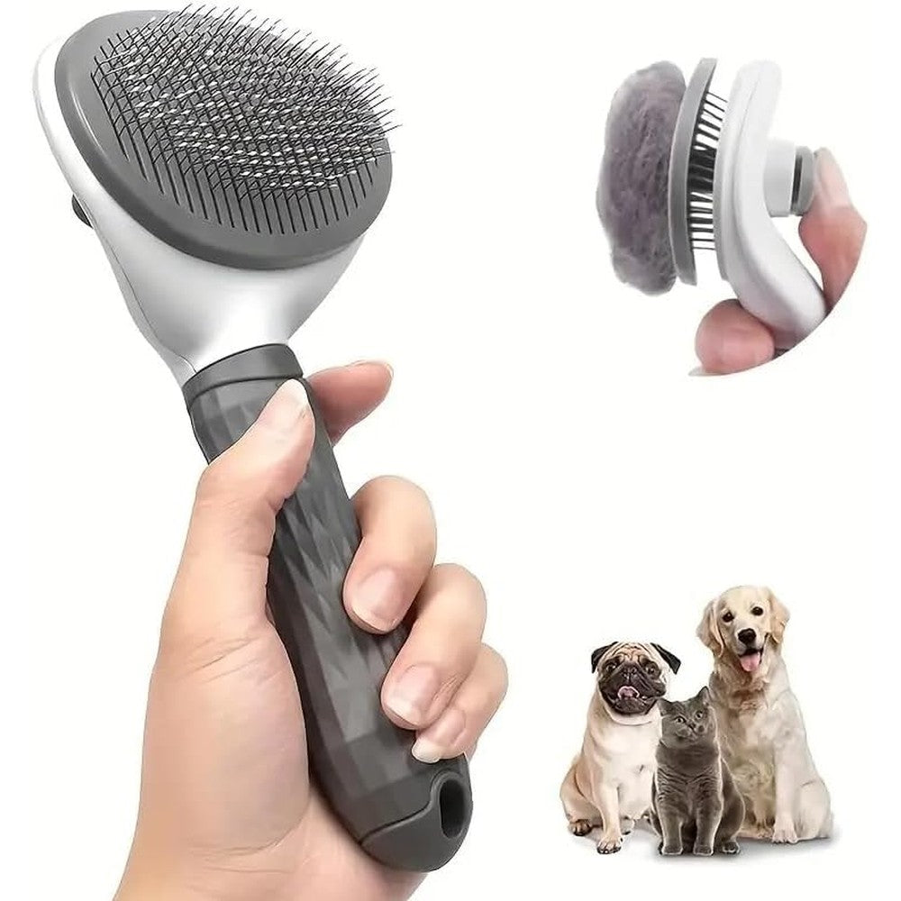 Generic one click slicker brush for pet grooming and fur removal