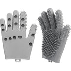 WAGINGROO pet grooming glove grey large front view pet hair removal tool