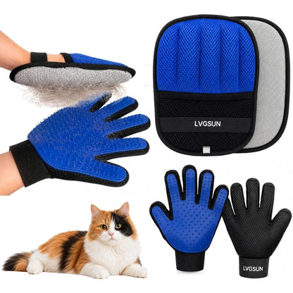 LVGSUN Pet Hair Remover 3-in-1 Set front view including deshedding gloves and electrostatic mitt
