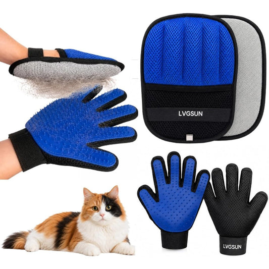LVGSUN Pet Hair Remover 3-in-1 Set front view including deshedding gloves and electrostatic mitt