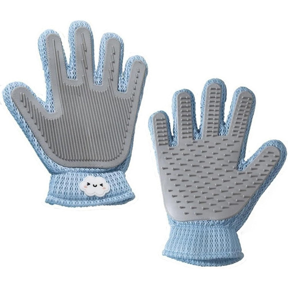 Guilinyuheng pet hair remover glove front view in sky blue