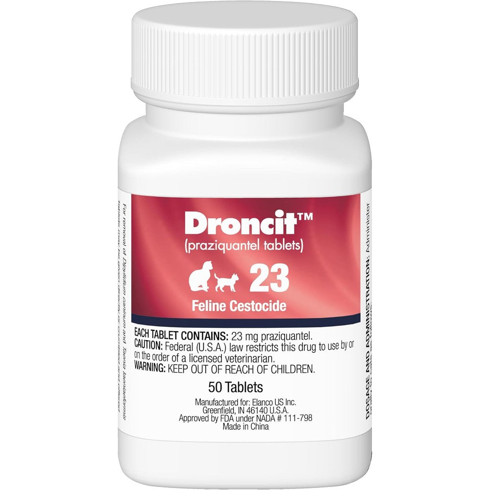 Droncit Tablets for Cats 23 mg front view authentic USA imported feline dewormer