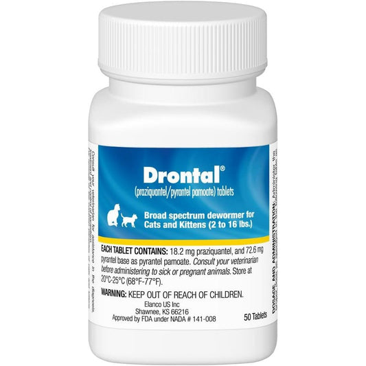Elanco Drontal Broad Spectrum Dewormer Tablets for cats front view