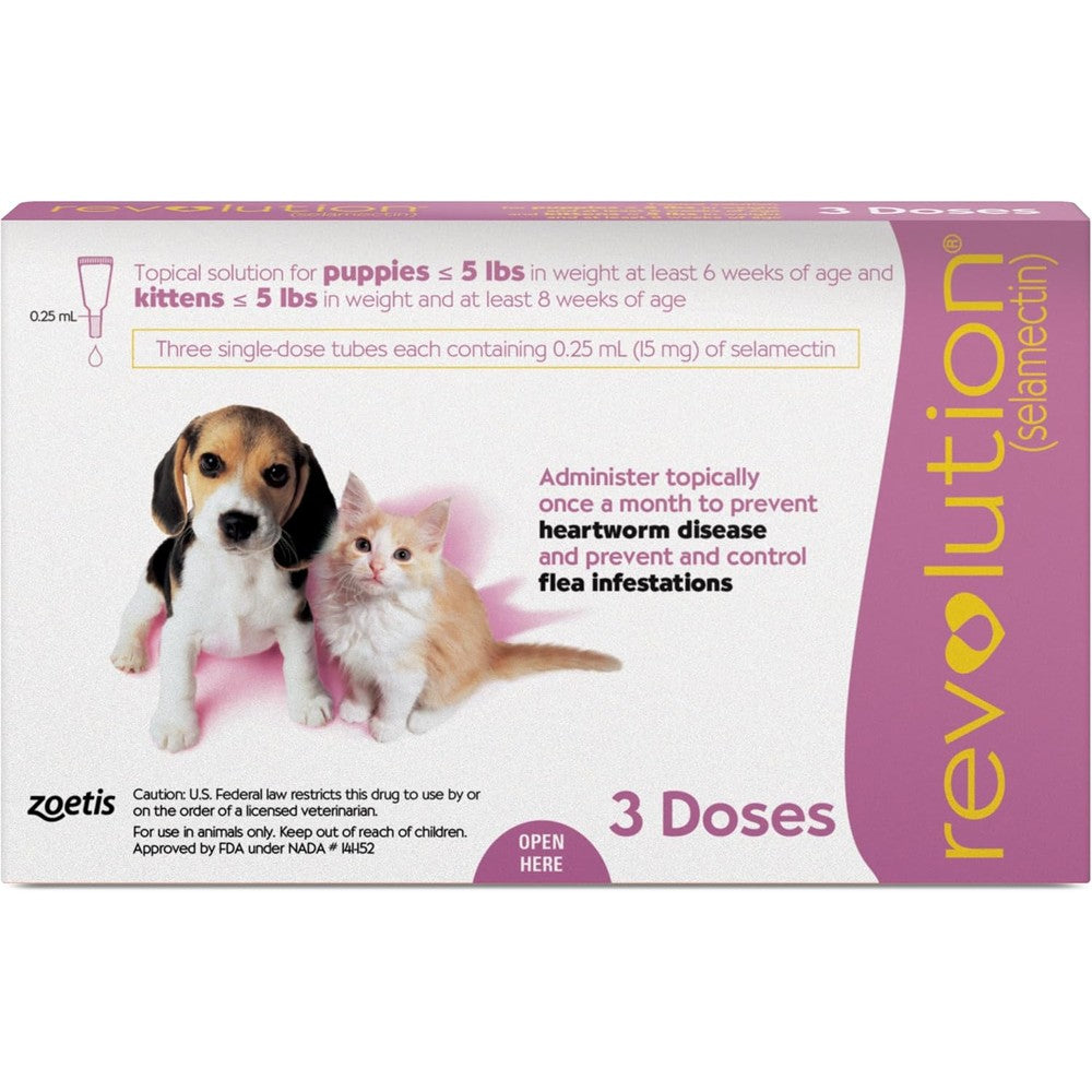 Revolution topical solution for puppies and kittens mauve box front view packaging