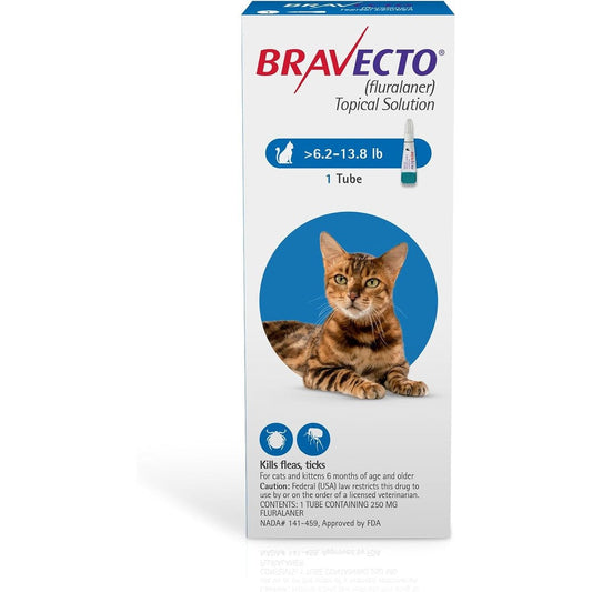 Bravecto Topical Solution for Cats Blue Box front view