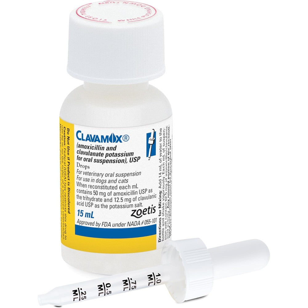 Zoetis Clavamox oral suspension drops front view packaging