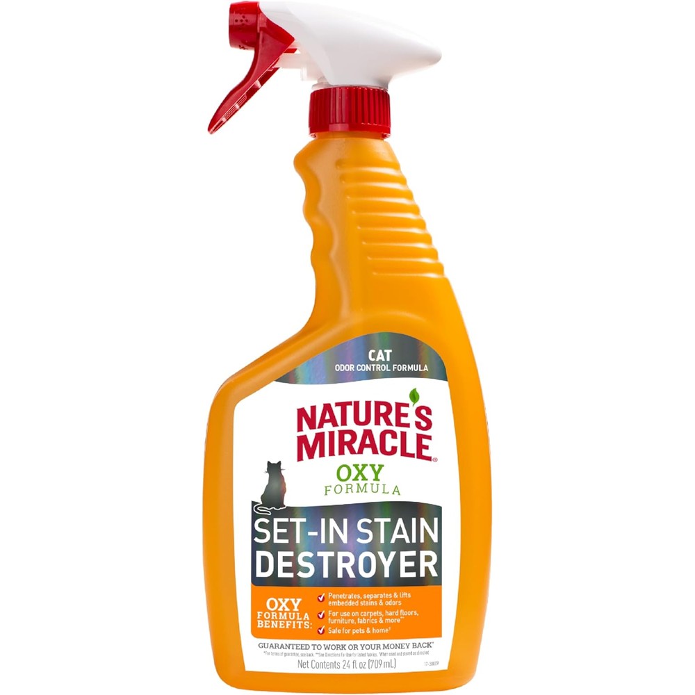Natures Miracle cat oxy stain destroyer front view spray bottle