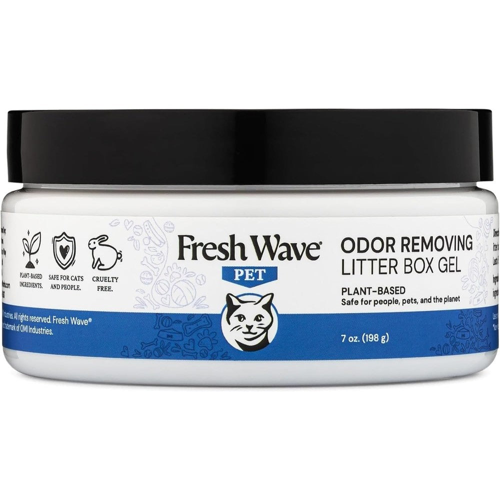 Fresh Wave Odor Removing Litter Box Gel front view of the seven ounce jar.
