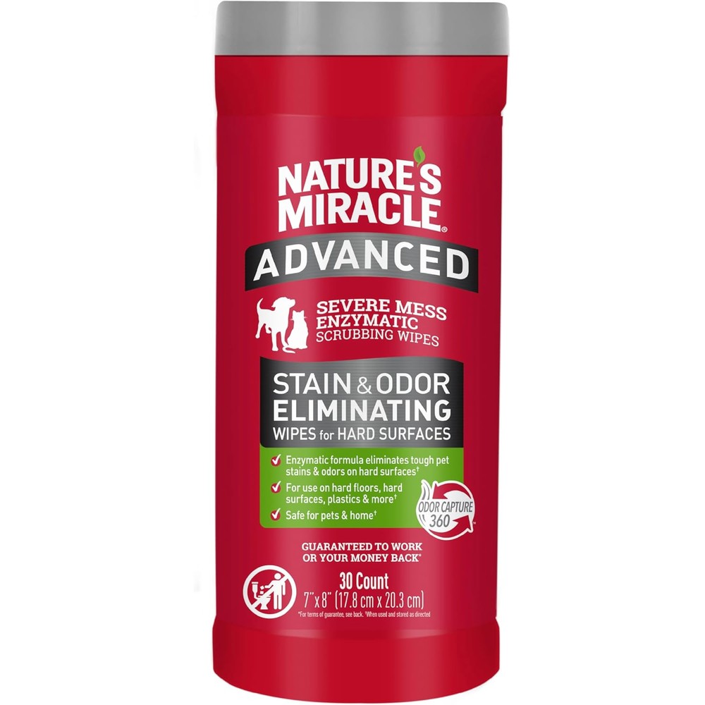 Nature's Miracle advanced stain and odor eliminating wipes front view container