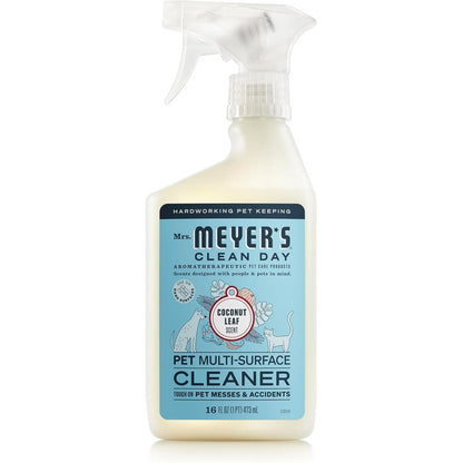 Mrs. Meyer's Clean Day Pet Multi-Surface Cleaner Coconut Leaf front view bottle for pet odor removal.