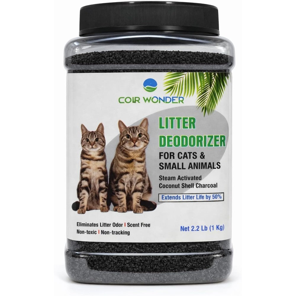 Coir Wonder Cat Litter Deodorizer front view of the two point two pound jar