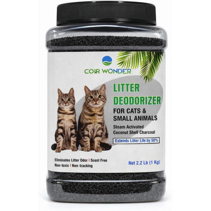 Coir Wonder Cat Litter Deodorizer front view of the two point two pound jar