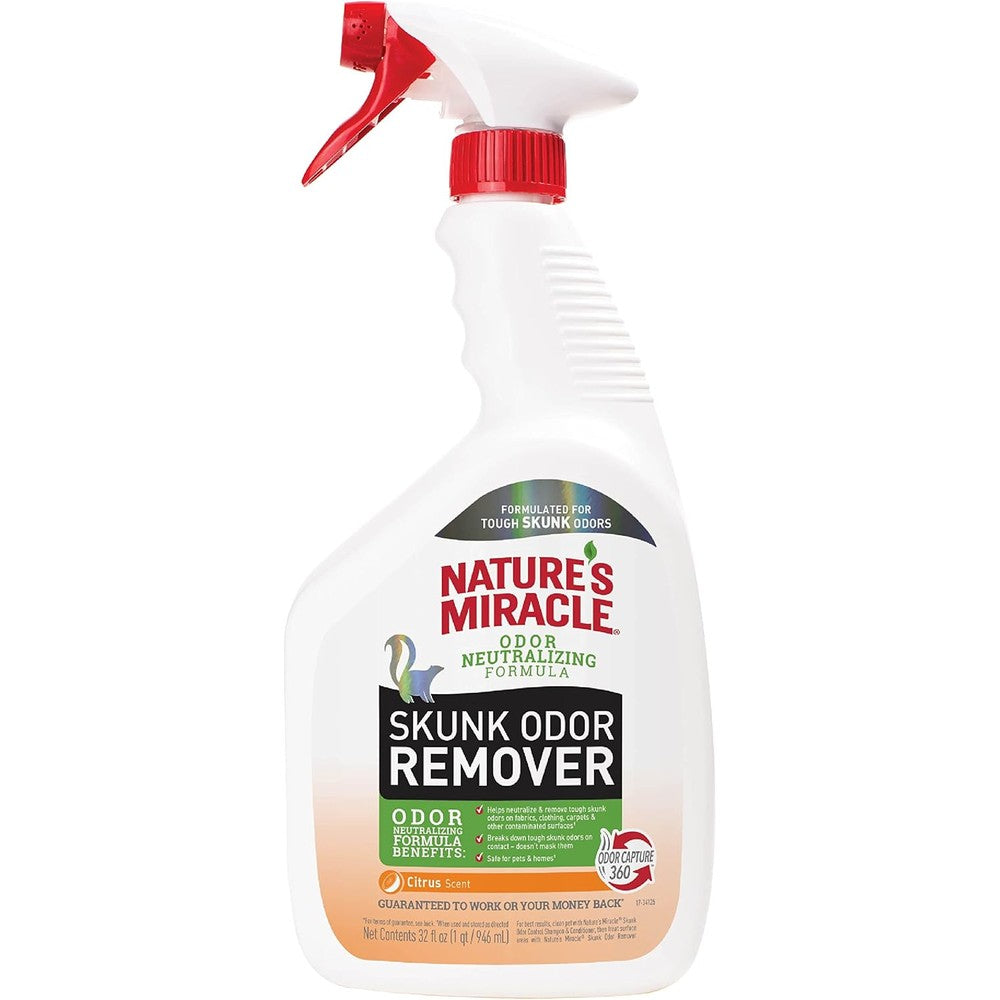 Nature's Miracle Skunk Odor Remover front view bottle for household pet messes.