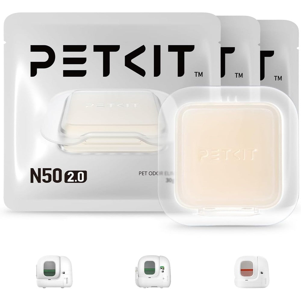 PETKIT N50 Odor Eliminator 2.0 front view of pack of three cat litter box deodorizer