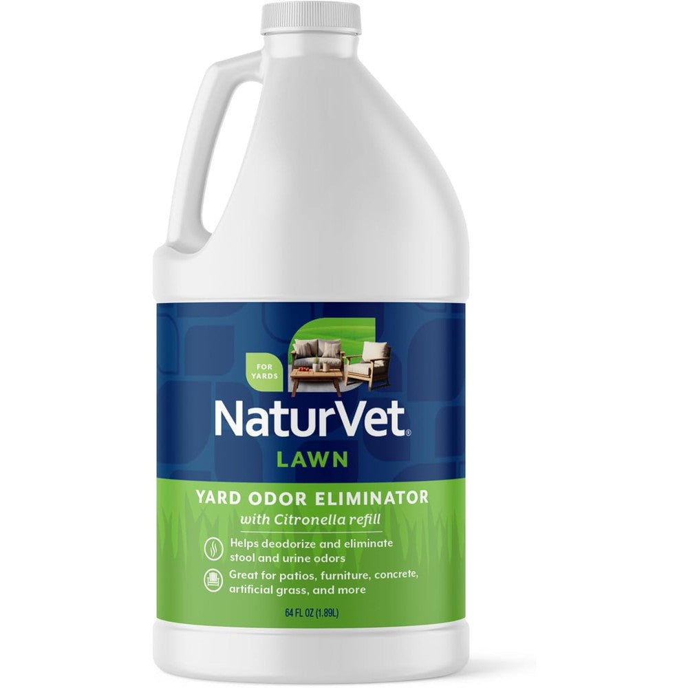 NaturVet Yard Odor Eliminator Plus Citronella Outdoor Pet Stool And Urine Waste Odor Deodorizer Concentrated Refill Bottle 64 Ounce