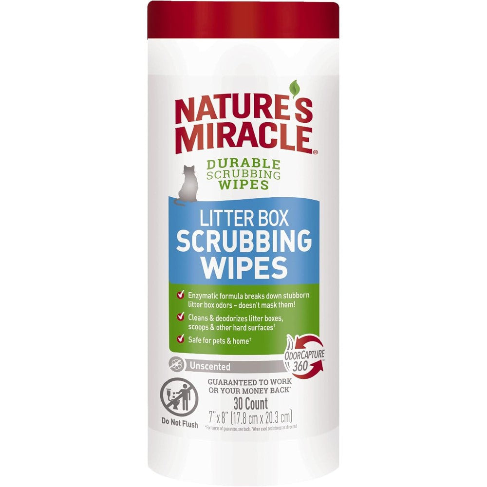 Natures Miracle litter box scrubbing wipes front view canister