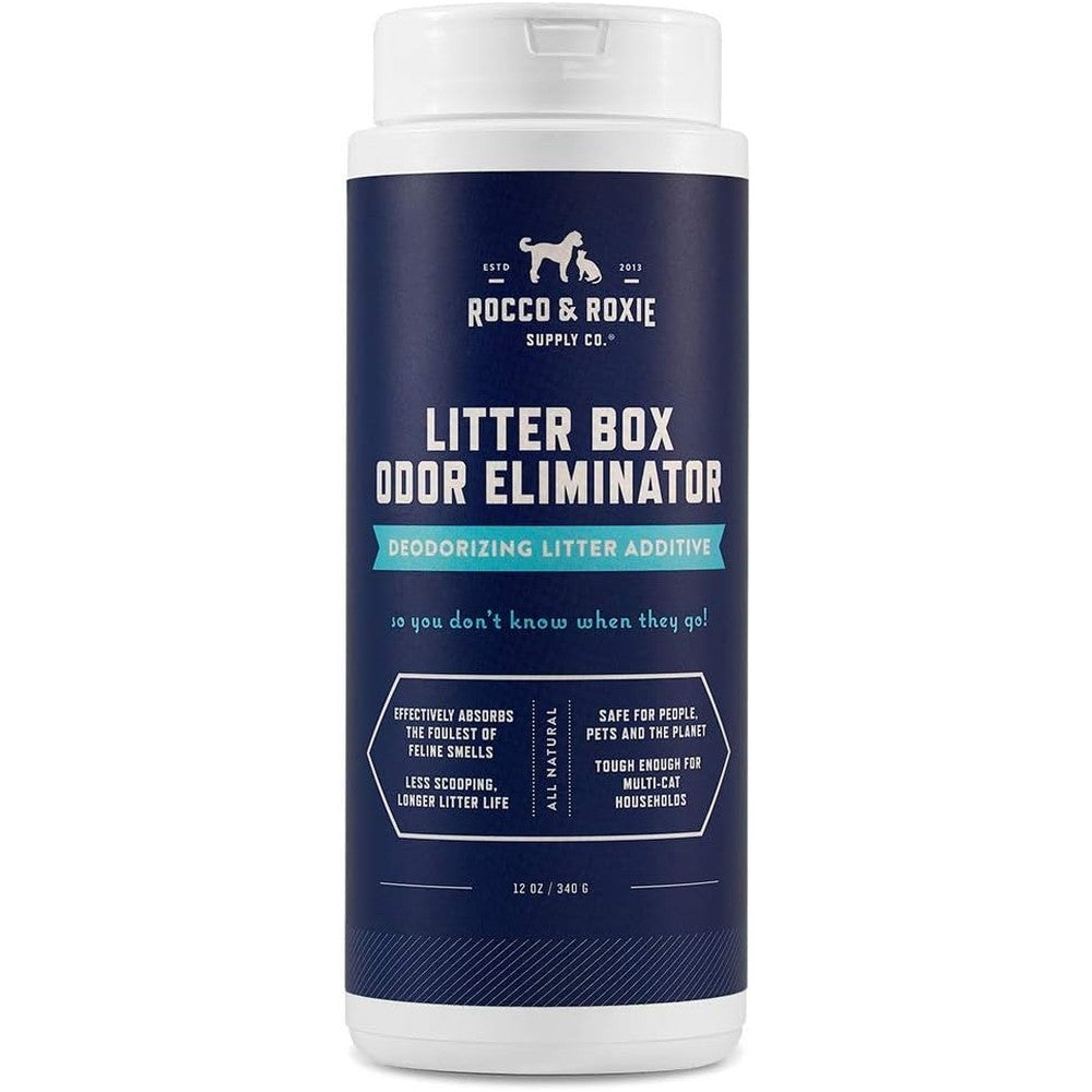 Rocco and Roxie cat litter box odor eliminator bottle front view