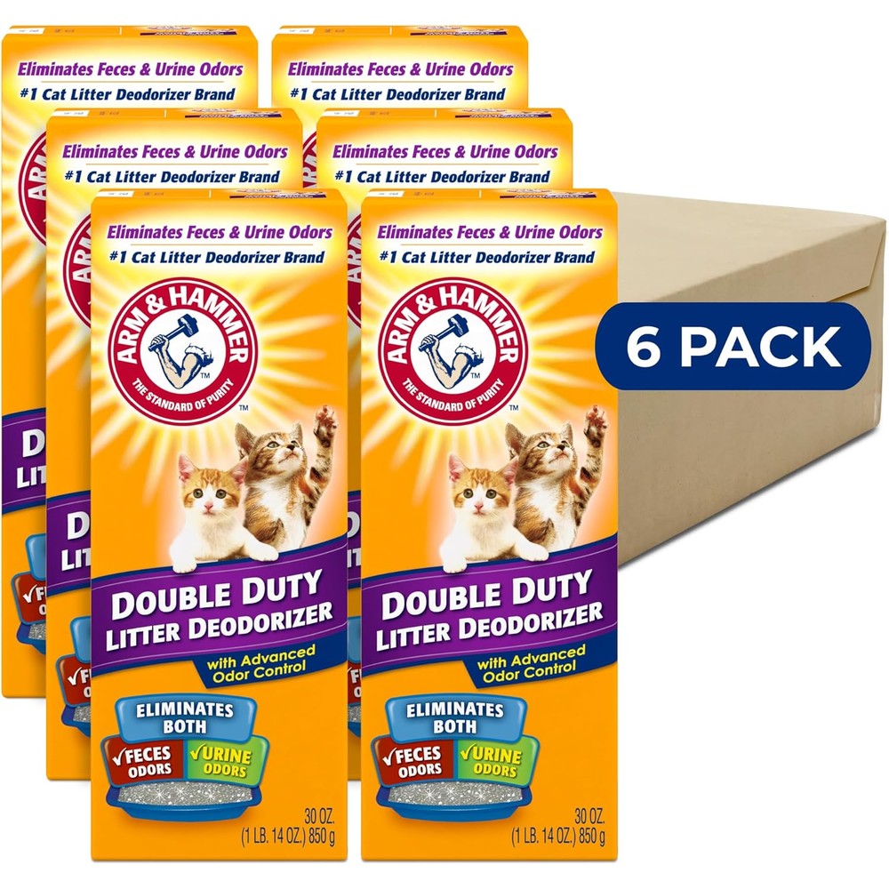 Arm and Hammer Double Duty Cat Litter Deodorizer front view six pack box