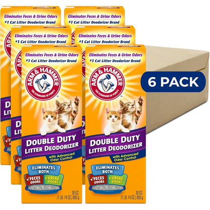 Arm and Hammer Double Duty Cat Litter Deodorizer front view six pack box