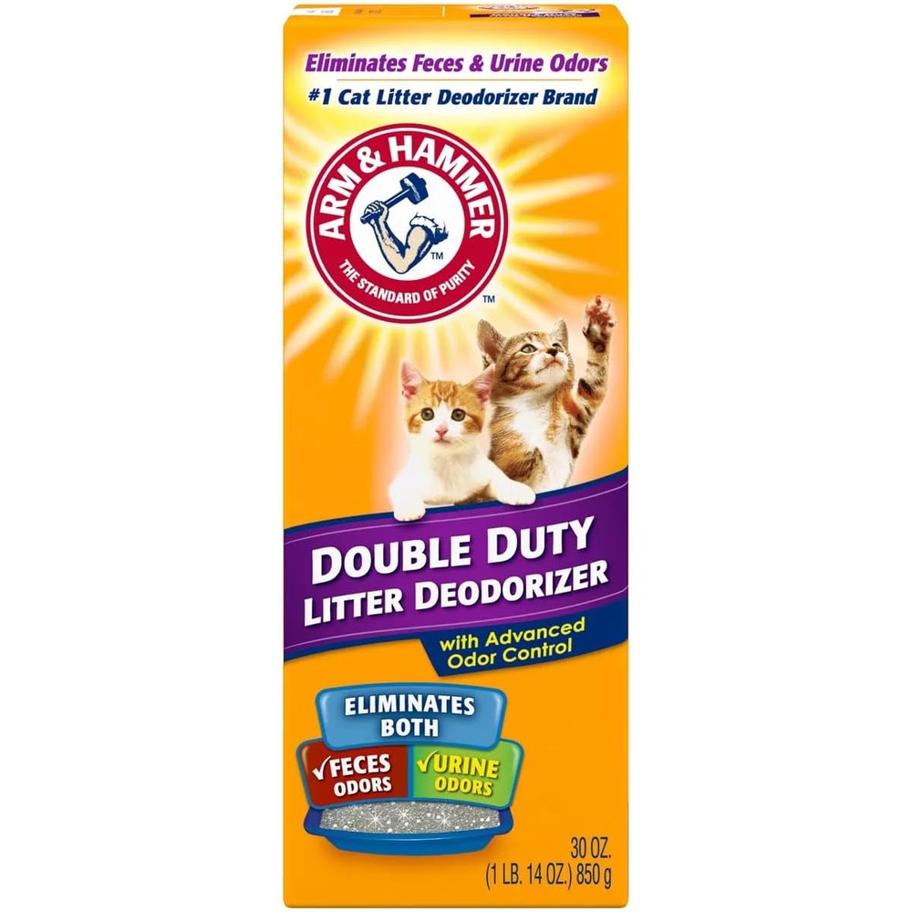 Arm & Hammer Double Duty Cat Litter Deodorizer front view showing the 30 ounce packaging.