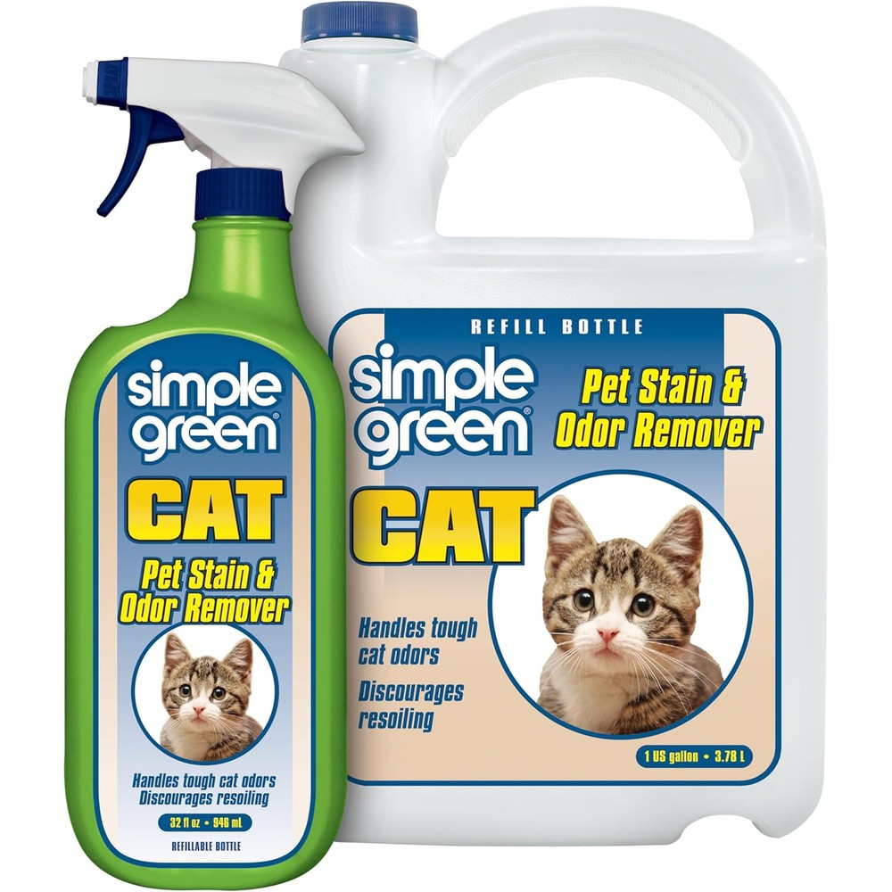 Simple Green cat stain and odor remover front view bottle and refill jug