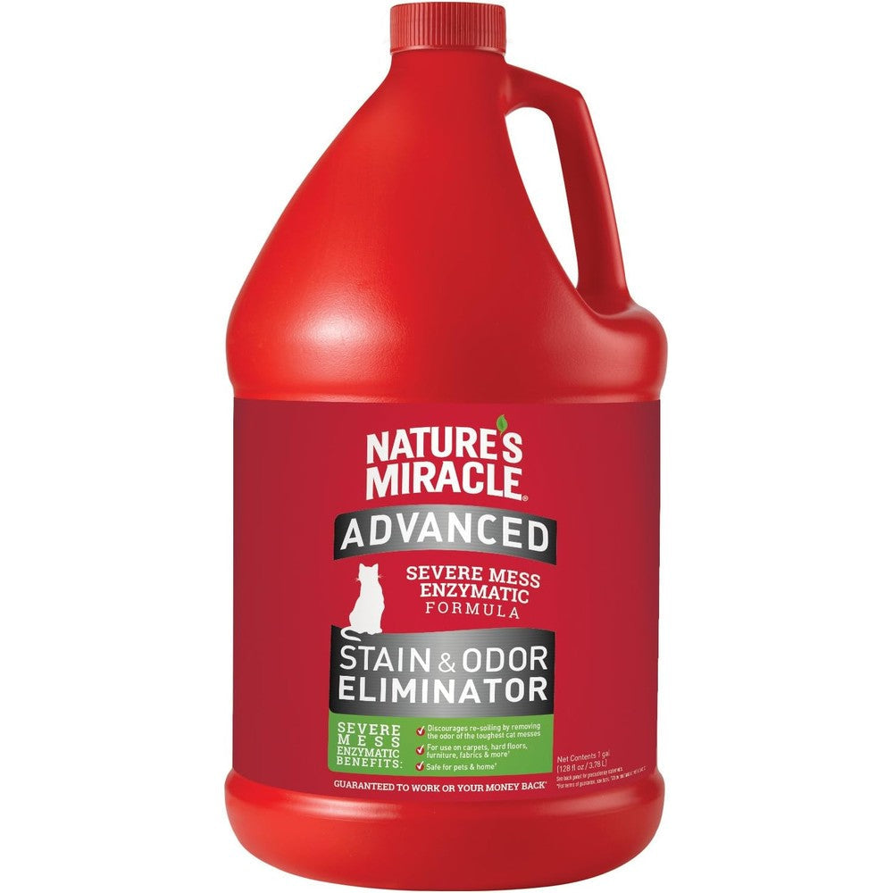 Nature's Miracle advanced cat stain and odor eliminator front view of one gallon jug