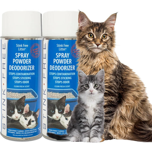 Stink Free Cat Litter Box Deodorizer Powder Spray And Odor Eliminator Non Stick Kitty Litter Freshener Two Cans