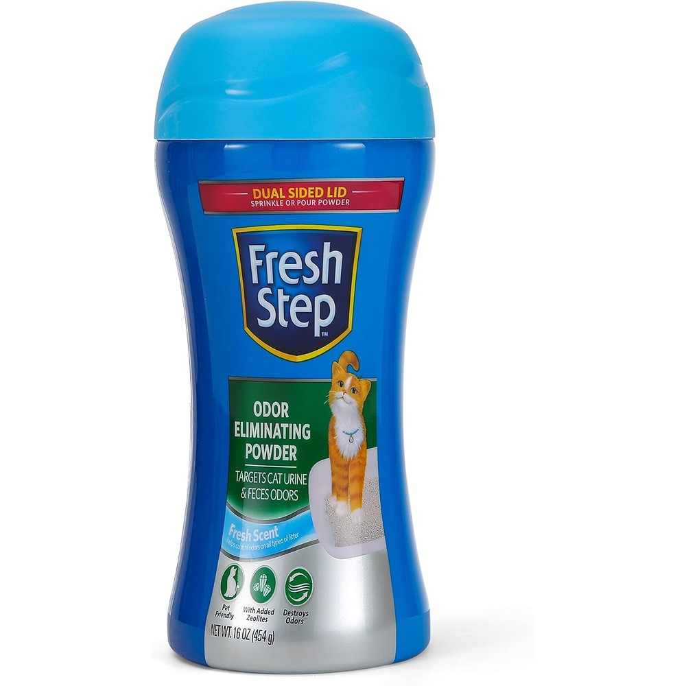 Fresh Step Odor Eliminating Powder blue bottle front view