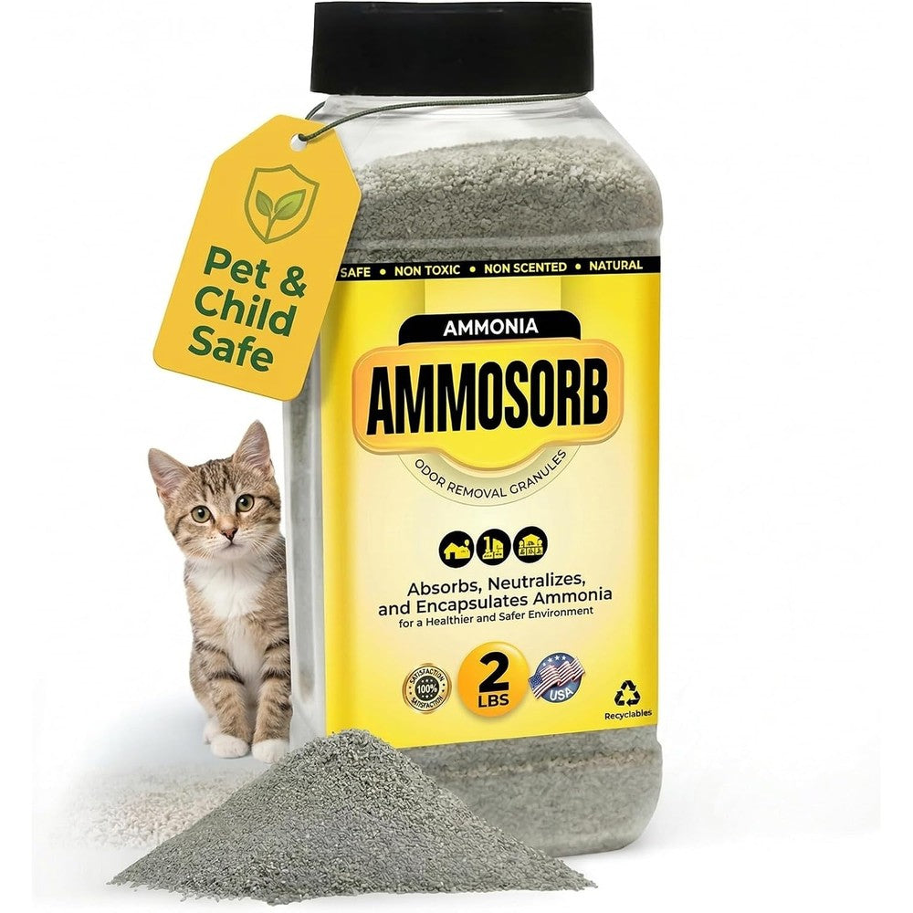Ammosorb Natural Cat Litter Deodorizer Granules 2 Pound bottle front view for pet odor control