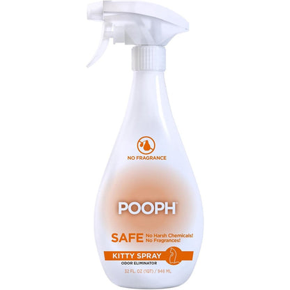 Pooph Kitty Odor Eliminator thirty-two fluid ounce spray bottle front view showing product packaging