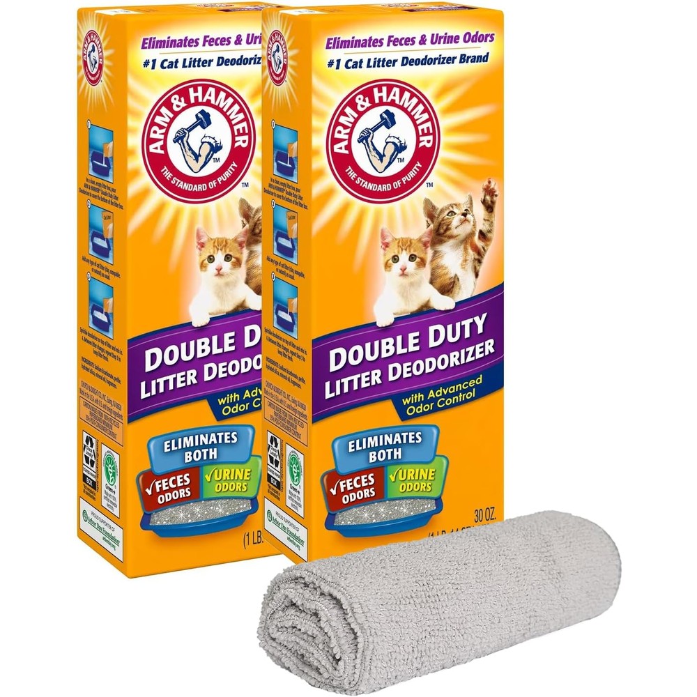 PURPUR Cloth and Litter Baking Soda Double Duty Cat Litter Deodorizer front view showing the dual box packaging.