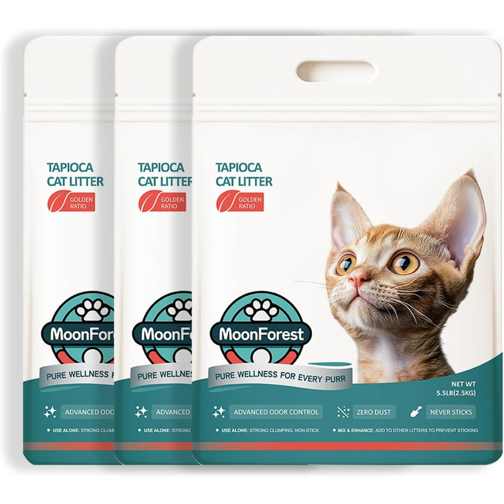Moonforest Tapioca Cat Litter Cassava Natural Odor Control Dust Free Clumping Litter 2.5 Kilograms