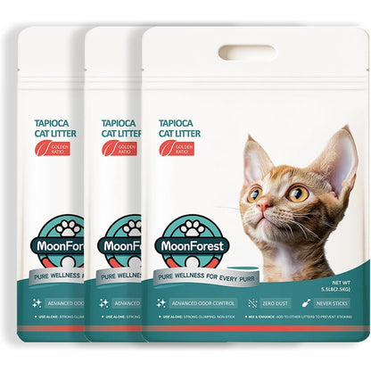 Moonforest Tapioca Cat Litter Cassava Natural Odor Control Dust Free Clumping Litter 2.5 Kilograms