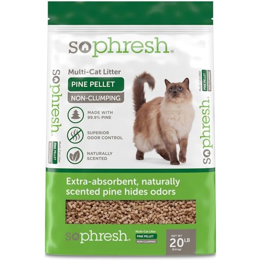 So Phresh Pine Pellet Non-Clumping Cat Litter, Natural Sustainable Wood Formula For Superior Odor Control, 20 Pounds