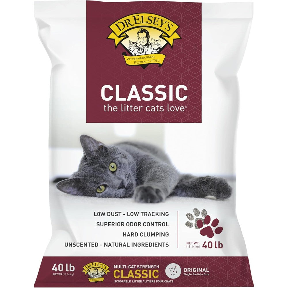 Dr. Elsey's Precious Cat Classic Premium Clumping Clay Cat Litter, Unscented, 40 Pound Bag