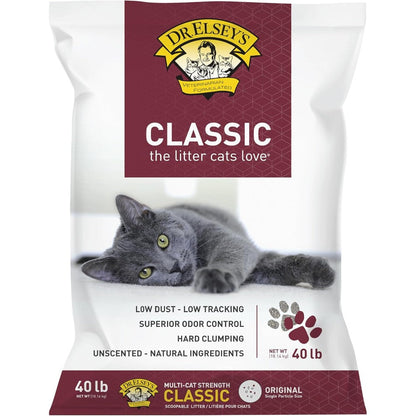 Dr. Elsey's Precious Cat Classic Premium Clumping Clay Cat Litter, Unscented, 40 Pound Bag