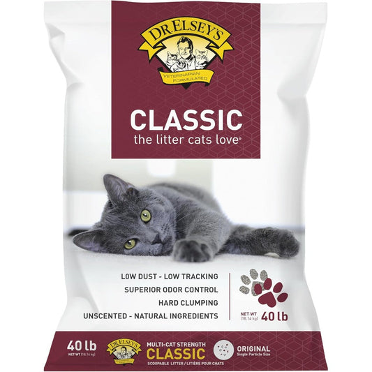 Dr. Elsey's Precious Cat Classic Premium Clumping Clay Cat Litter, Unscented, 40 Pound Bag