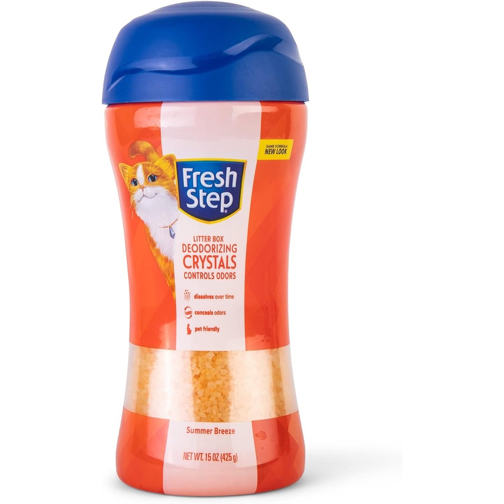 Fresh Step cat litter crystals front view commercial product packaging