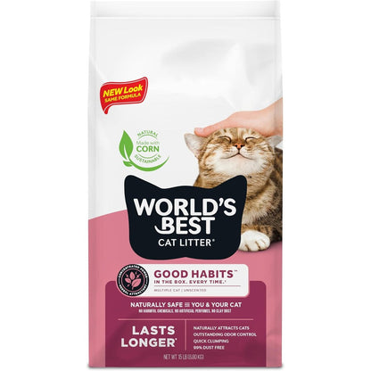 World's Best Cat Litter Good Habits Cat Attract Litter With Natural Plant-Based Attractant And Unscented Odor Control 15 Pound Bag