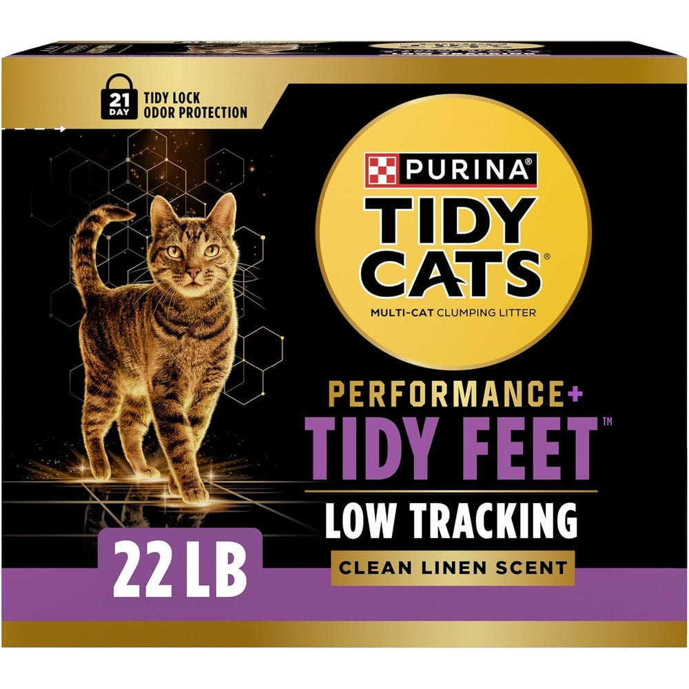 Purina Tidy Cats Performance Plus Tidy Feet Clumping Low Tracking Cat Litter With Clean Linen Scent 22 Pound Box