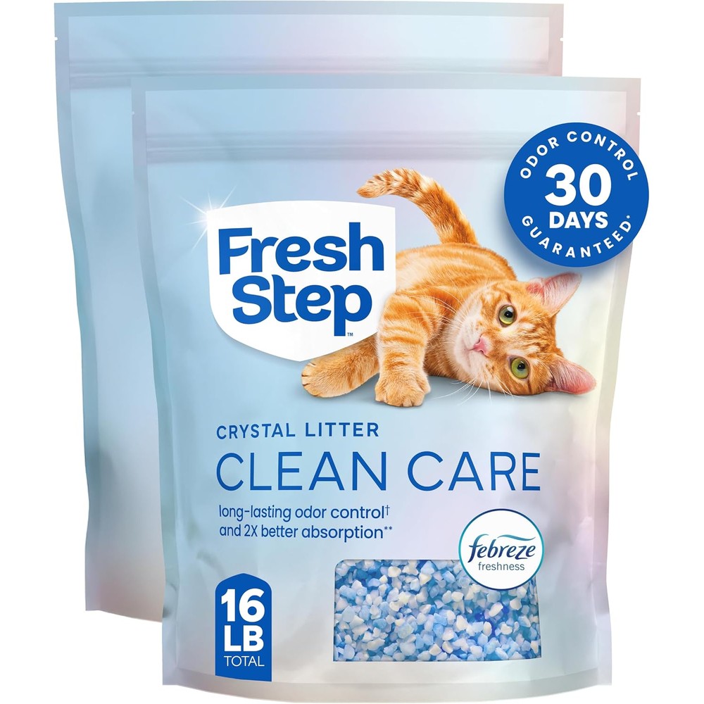 Fresh Step Clean Care Crystal Cat Litter front view packaging