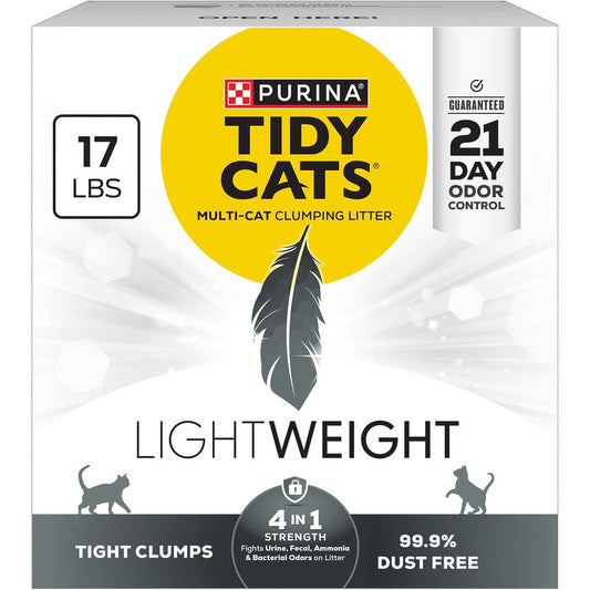 Purina Tidy Cats Lightweight 4-In-1 Strength Multi-Cat Clumping Cat Litter, 17 Pound Box