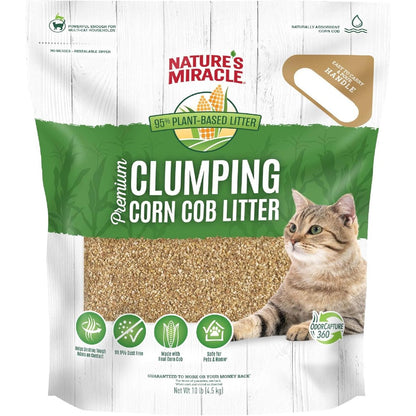 Nature's Miracle Premium Clumping Corn Cob Litter For Cats 10 Pounds Natural Heat Processed Formula