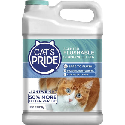 Cat's Pride Lightweight Clumping Flushable Scented Cat Litter 10 Pounds For Superior Odor Control And Easy Cleanup