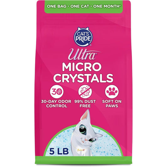 Ultra Micro Crystals Unscented Premium Non-Clumping Cat Litter, 5-Pound Bag