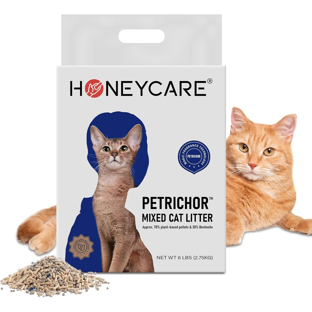 Honey Care Petrichor Mixed Cat Litter With Tofu Pellets And Bentonite Clay For Odor Control 6 Pounds