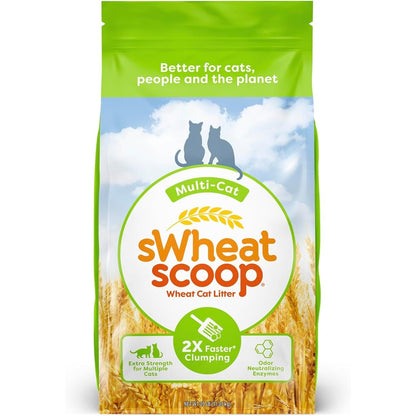 SWheat Scoop Natural Wheat Multi-Cat Litter, Superior Clumping And Odor Neutralizing Enzymes, 25 Pound Bag