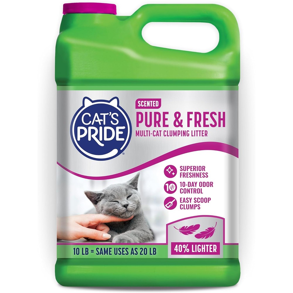 Cat's Pride Premium Lightweight Clumping Litter Pure And Fresh Scented Multi-Cat Formula 10 Pounds