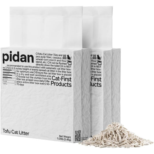 Pidan Tofu Cat Litter Clumping Flushable And Ultra Absorbent Plant Based Natural Litter 2 Pack 2.4 Kilograms Each