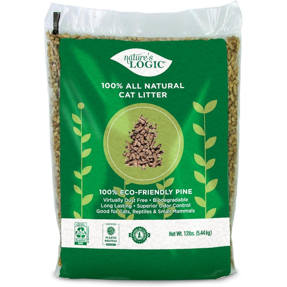 Nature's Logic natural pine pellet cat litter front view bag